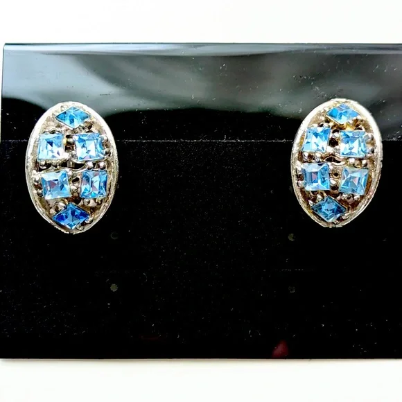 Bogoff Jewelry Vintage Bogoff Ice Blue Crystal Earrings Screw